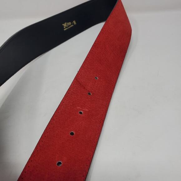 Vintage Elite Women Red Casual Gold Tone Buckle Belt Western Retro